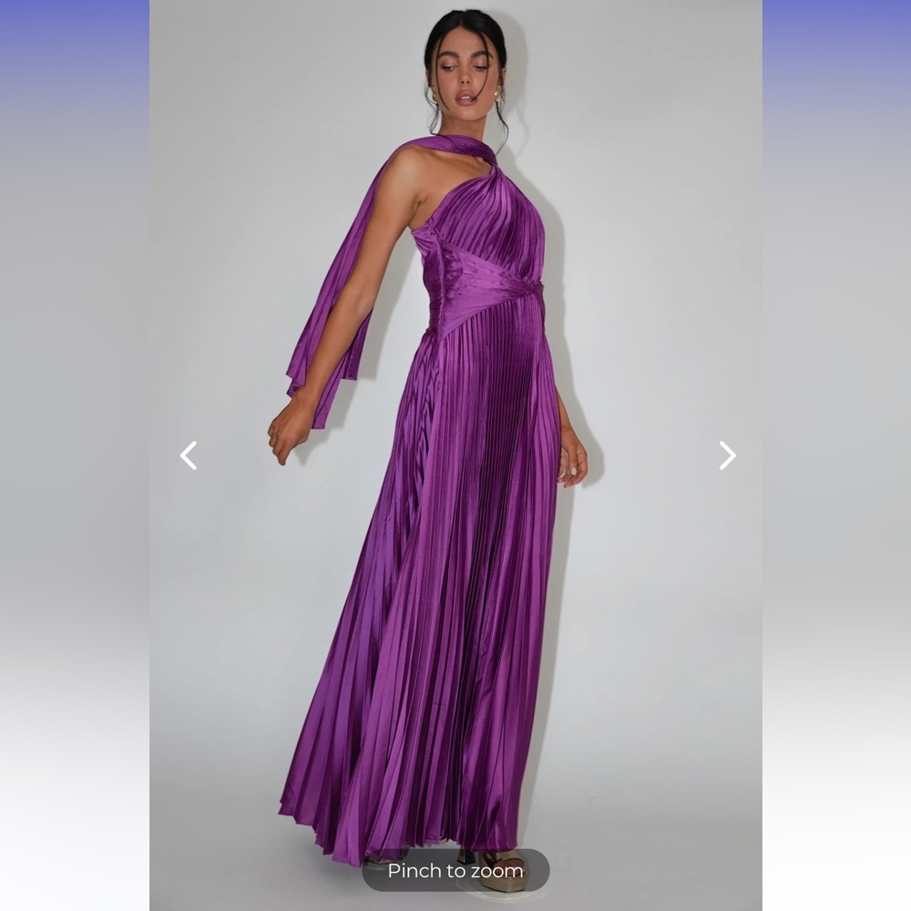 LAXMI ACCORDION PLEAT MAXI DRESS PURPLE